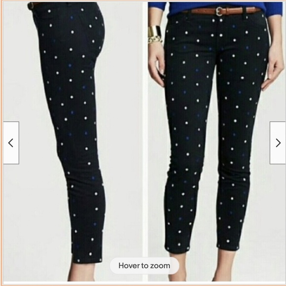 Banana Republic Denim - BANANA REPUBLIC Skinny Jeans Blue Polka Dot Embroidered Ankle Cut Size 29